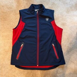 Ariat Dark Blue Soft-shell Vest with Vibrant Red Lining